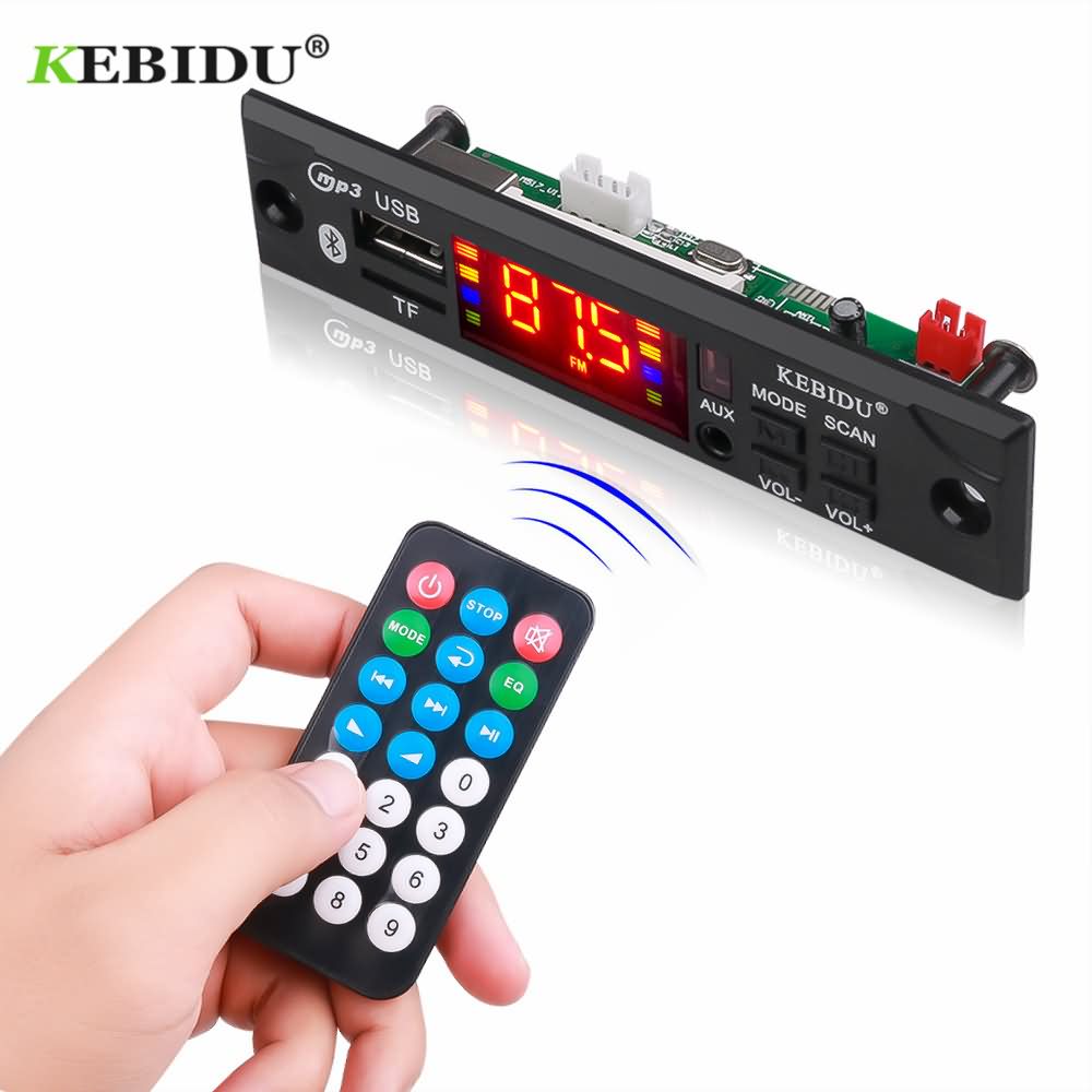 Kebidu Car Audio Bluetooth USB TF FM Radio Module Wireless Bluetooth 5V 12V  MP3 WMA Decoder Board Remote Control For Car - Kebidu