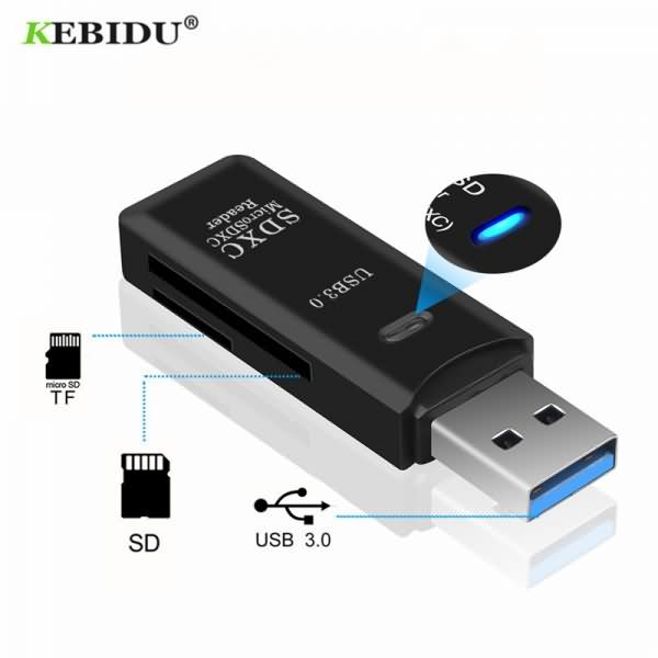 KEBIDU Card Reader USB 3.0 SD/Micro SD TF OTG Smart Memory Card Adapter for Laptop