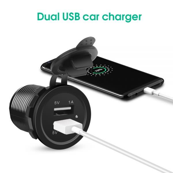 KEBIDU Car Charger Universal Cigarette Lighter USB Vehicle DC12V-32V Waterproof Dual USB Charger