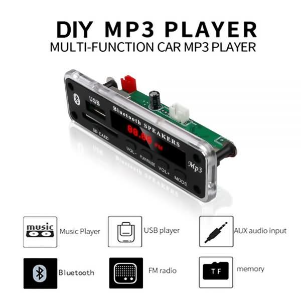 KEBIDU Wireless Bluetooth 5V 12V MP3 WMA Decoder Board Audio For Car